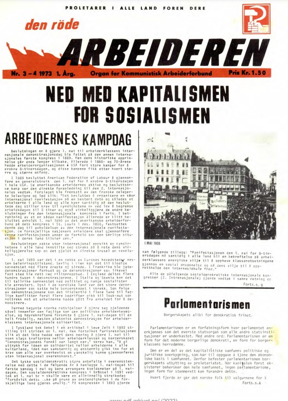 Forside Den røde arbeideren nr. 3–4, 1973