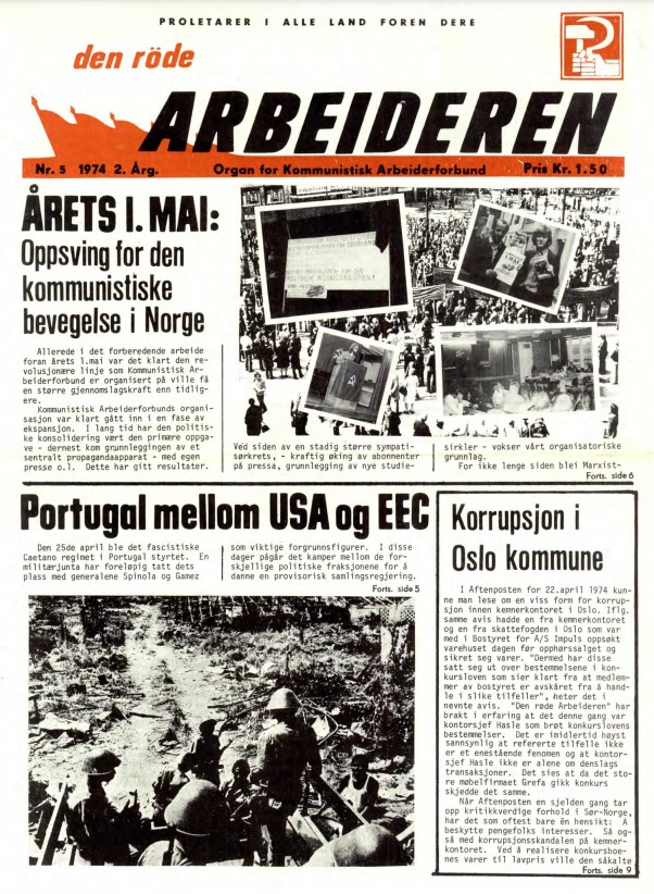 Forside Den røde arbeideren nr. 5, 1974