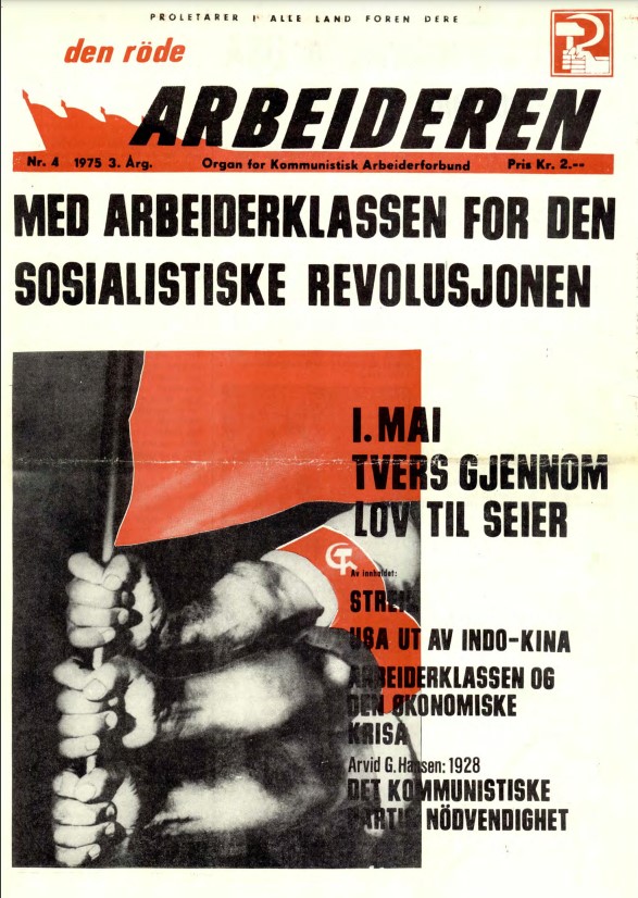 Forside Den røde arbeideren nr. 4, 1975