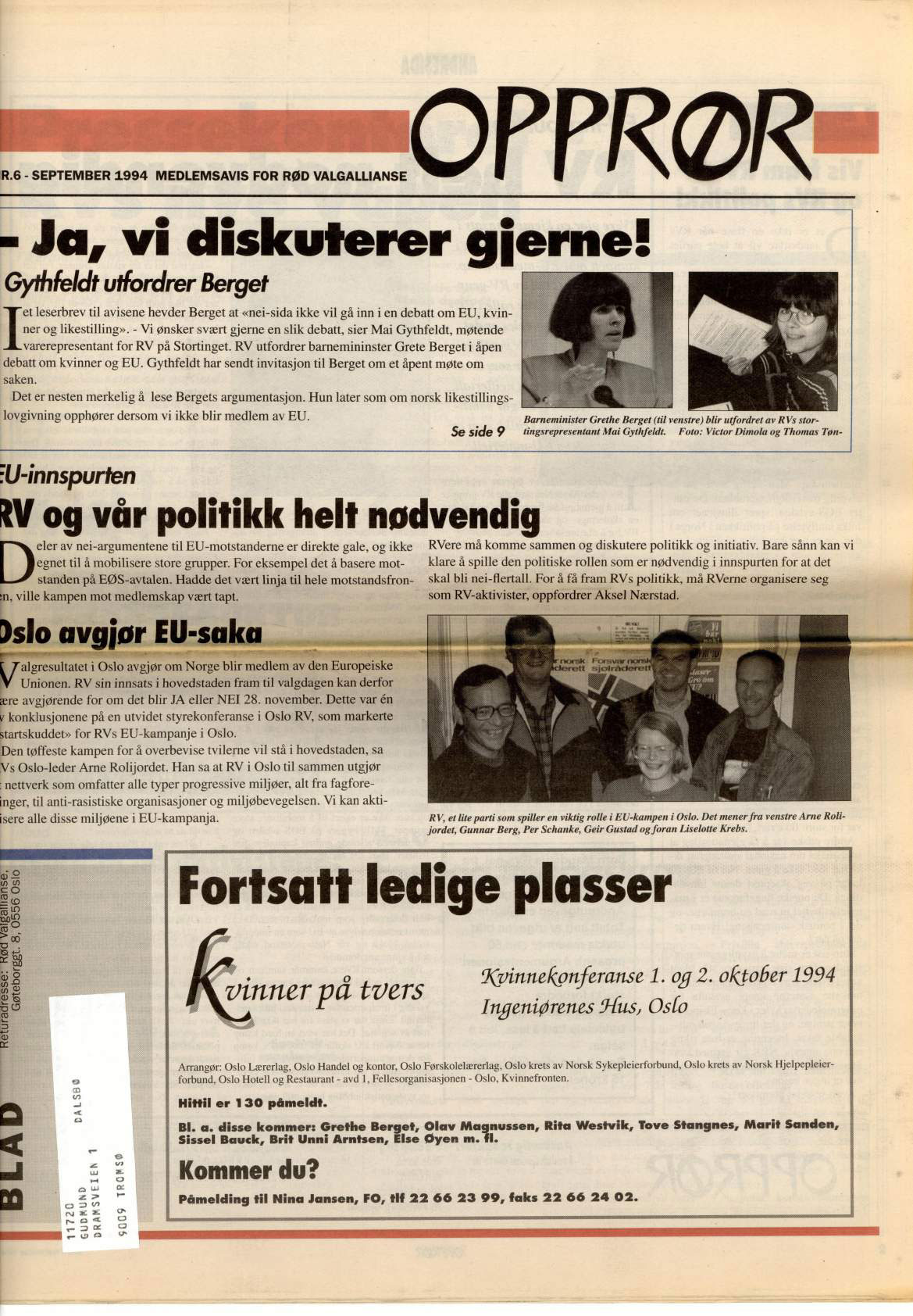 Forside Oppror nr. 6, 1994