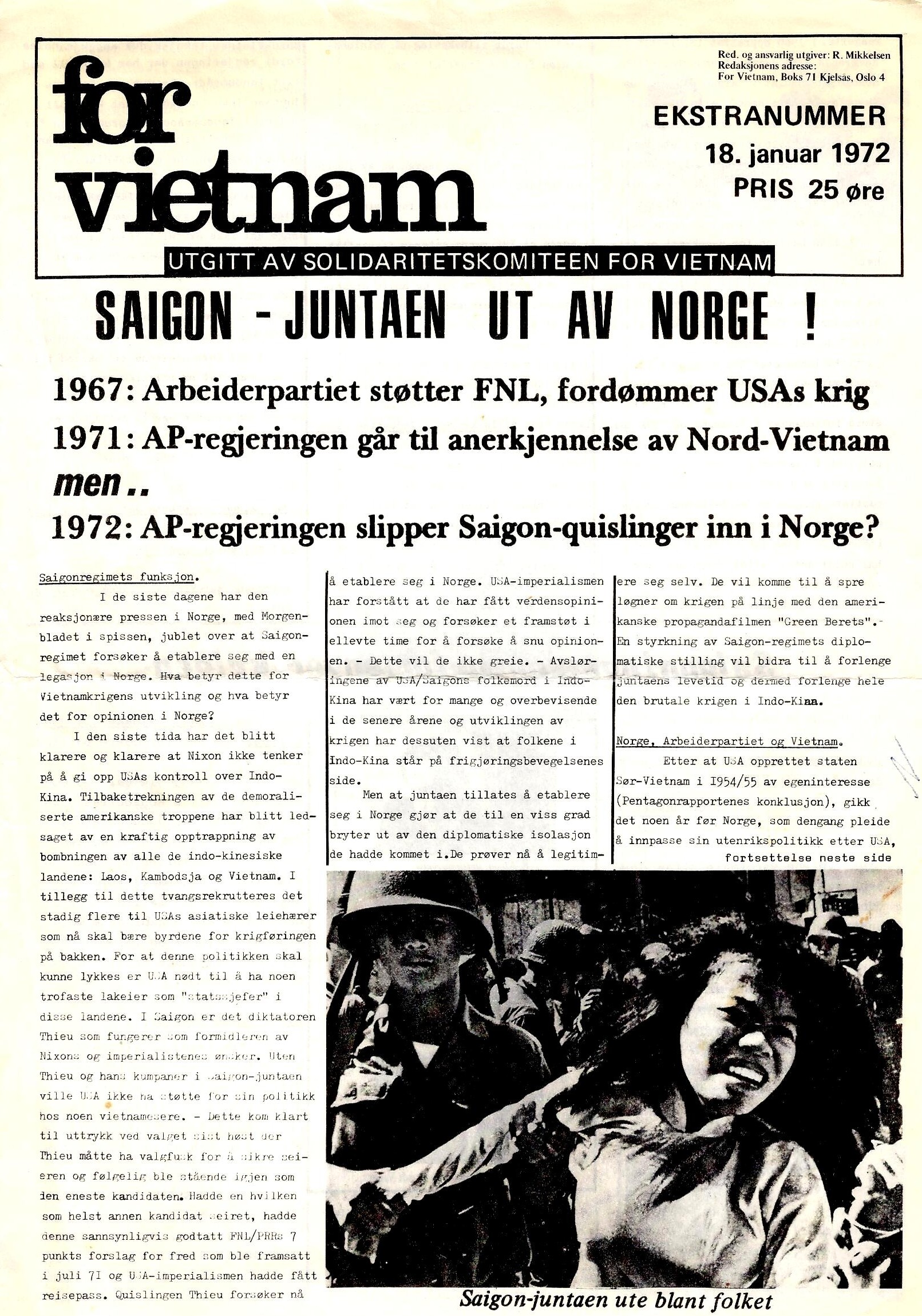 For Vietnam ekstranummer januar 1972